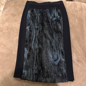 BCBG black pencil furry skirt